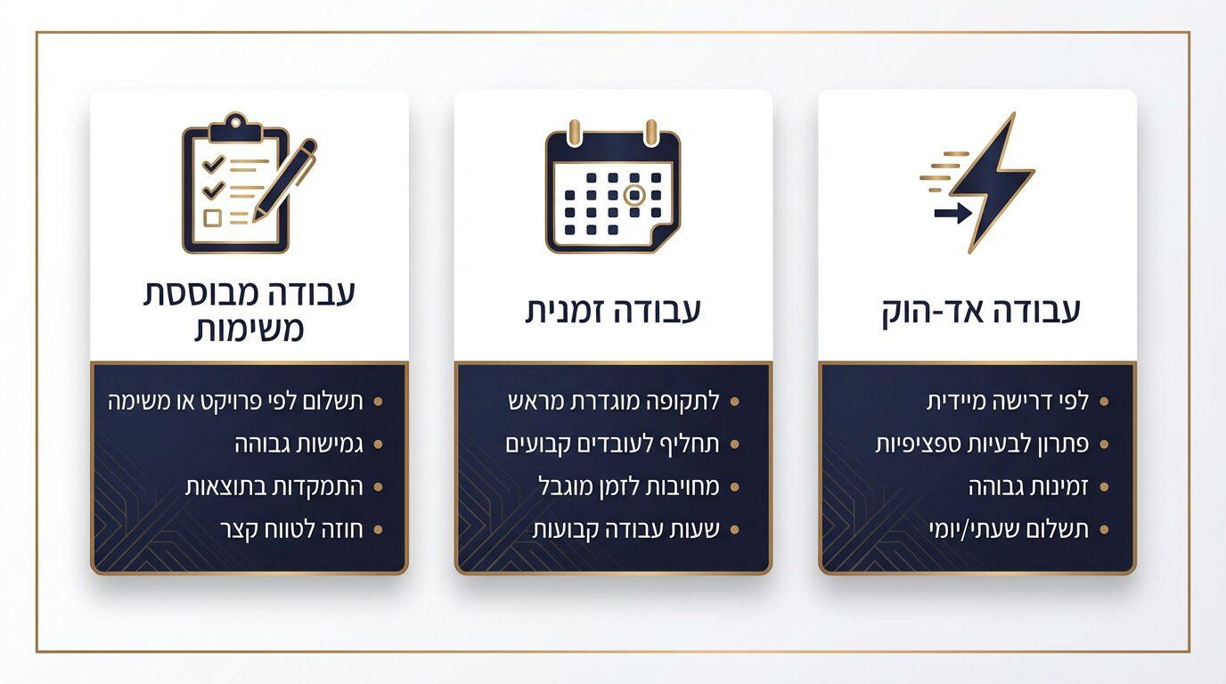 ההבדל בין סוגי עבודה זמנית · משימה, זמנית ואד הוק