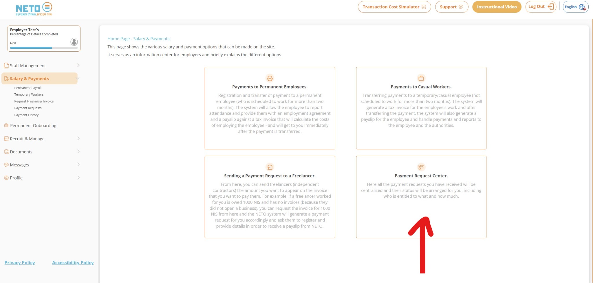 Create a freelancer payment request