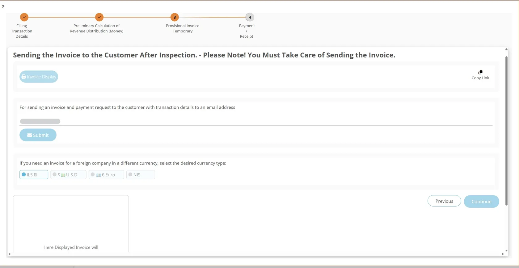 Step 4 · presenting the provisional invoice and sending it to the client in the NETO system