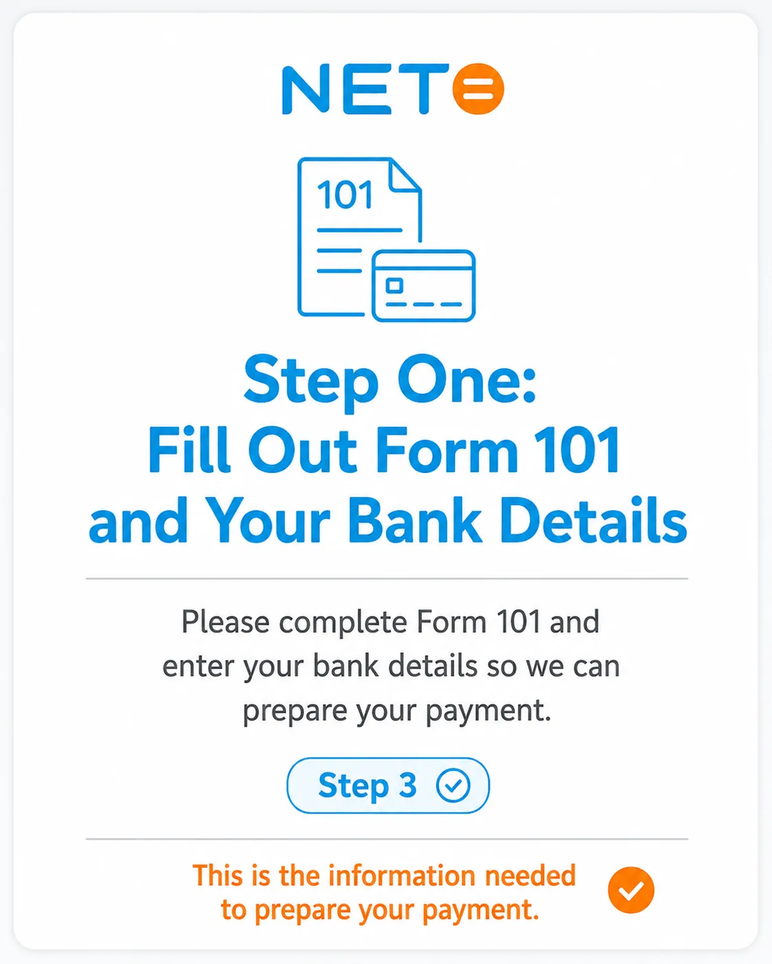 Step 3 · Filling out Form 101 and bank details