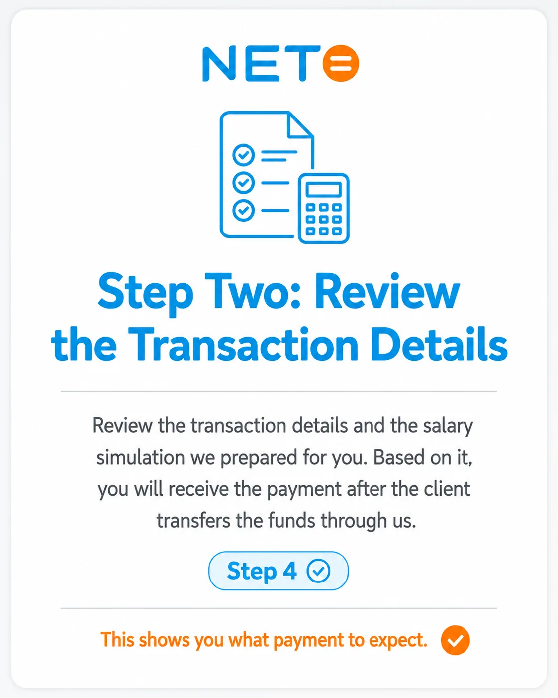 Step 4 · Reviewing the transaction details and salary simulation