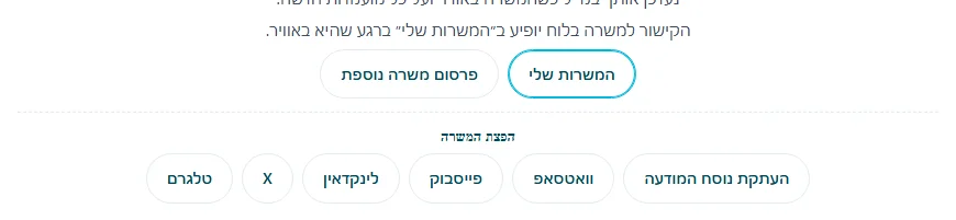 שלב 9 · הפצת המשרה בלחיצה: וואטסאפ, פייסבוק, לינקדאין, X, טלגרם והעתקת נוסח המודעה
