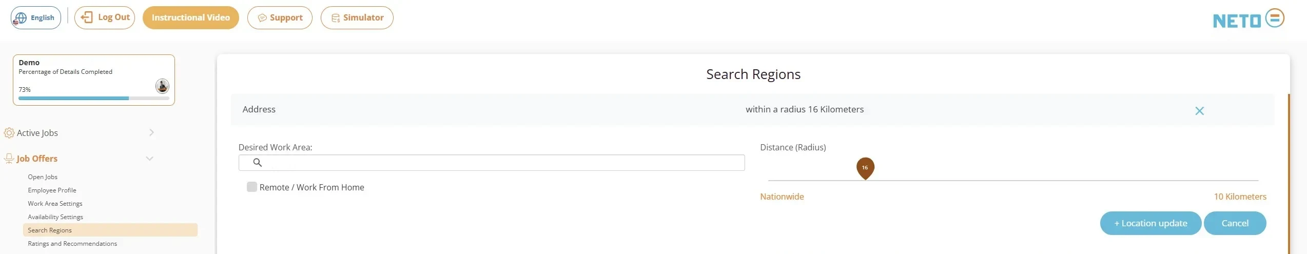 Step 5 · Setting search areas on a map with a radius and the number of employers in the area