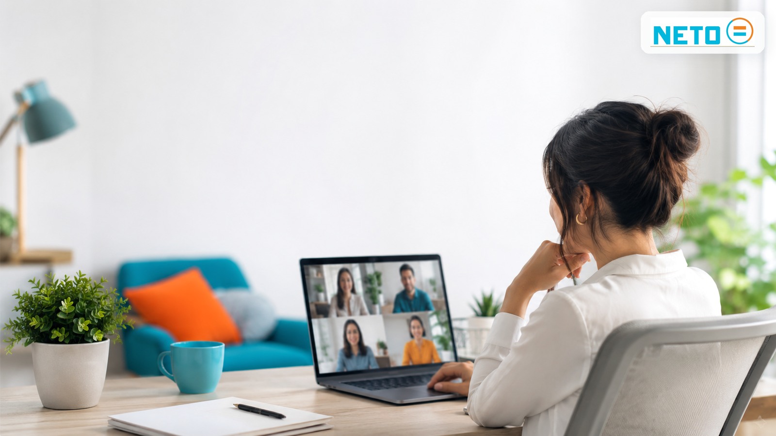 A marketer based in Israel working with an overseas team over video
